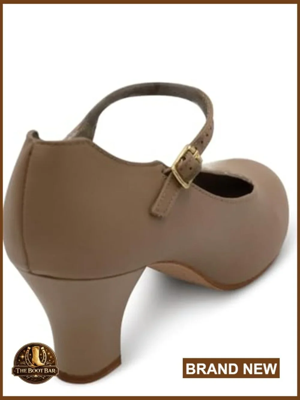 Leather Dance Shoes with 2-Inch Heel, Foam Padded, Buckle Closure